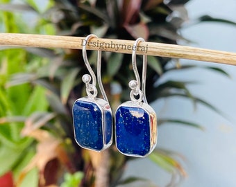 LapisBoucles d'oreilles bleues en lapis-lazuli, Boucles d'oreilles faites main, Boucles d'oreilles pendantes, Boucles d'oreilles en argent 925, Boucles d'oreilles avec pierres précieuses bleues, Cadeau pour elle