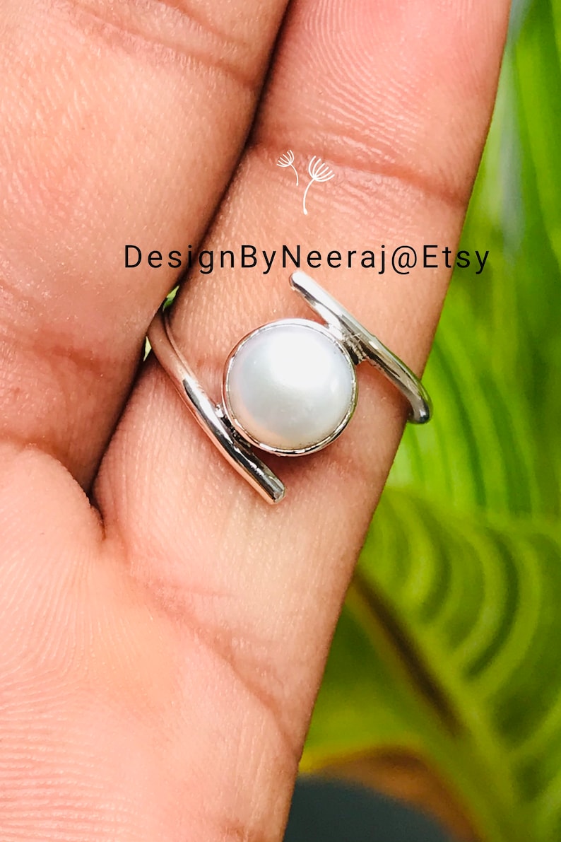 Natural Pearl Ring , 925 Sterling Silver Ring, Handmade Pearl Ring, Pearl Ring, Rings for Women, Gifts for Girls, Pearl Silver Jewelry Ring image 6