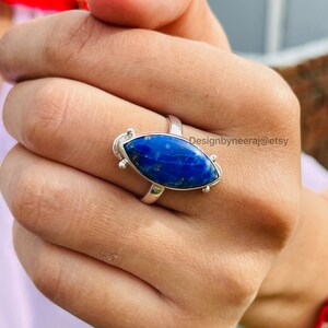 Natural Lapis Lazuli Ring, Handmade Ring, 925 Sterling Silver Ring, Silver Lapis Ring, Gemstone Ring, Sterling Silver Ring, Handmade Ring