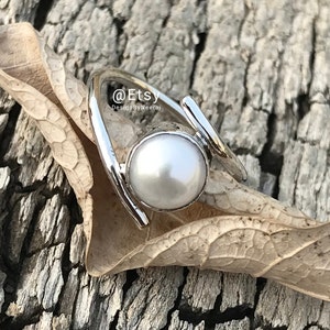 Natural Pearl Ring , 925 Sterling Silver Ring, Handmade Pearl Ring, Pearl Ring, Rings for Women, Gifts for Girls, Pearl Silver Jewelry Ring image 7
