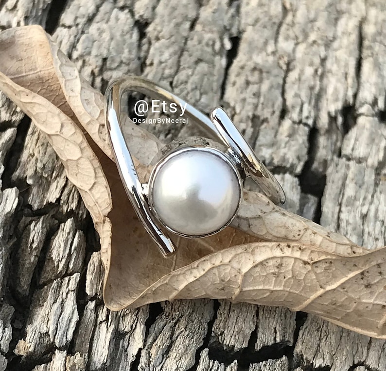 Natural Pearl Ring , 925 Sterling Silver Ring, Handmade Pearl Ring, Pearl Ring, Rings for Women, Gifts for Girls, Pearl Silver Jewelry Ring image 7