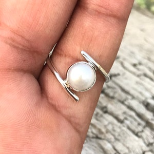 Natural Pearl Ring , 925 Sterling Silver Ring, Handmade Pearl Ring, Pearl Ring, Rings for Women, Gifts for Girls, Pearl Silver Jewelry Ring image 3