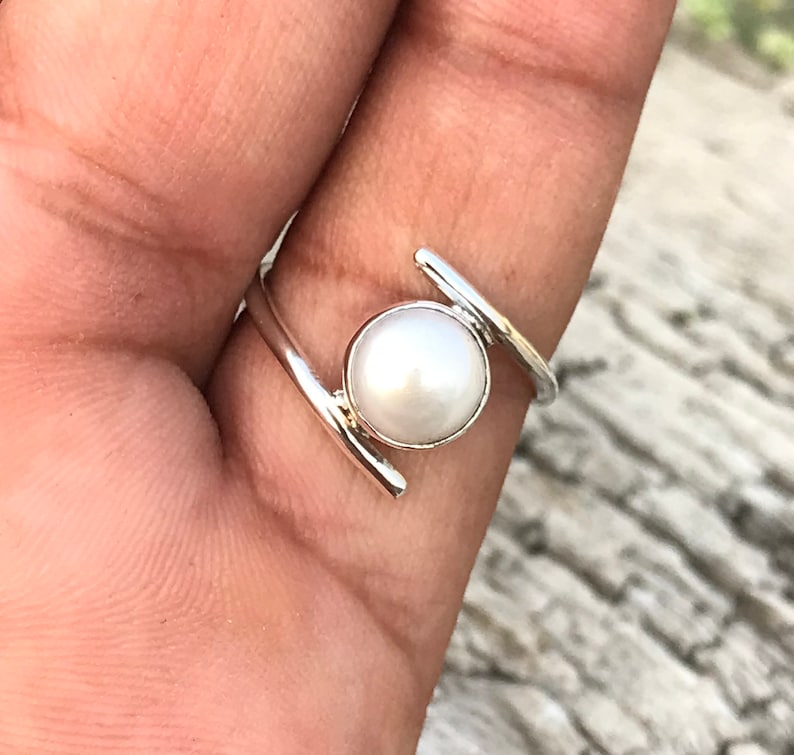 Natural Pearl Ring , 925 Sterling Silver Ring, Handmade Pearl Ring, Pearl Ring, Rings for Women, Gifts for Girls, Pearl Silver Jewelry Ring image 3