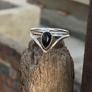 Crown Ring, Black Onyx Ring, Handmade 925 Sterling Silver Ring, Natural Black Onyx Ring, Gold Plated, Women Ring, Black Ring, Gift For Her image 3