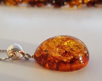 Cognac Amber Pendant 925 Sterling Silver Jewelry Handmade Amber Gemstone Amulet Pendant Silver Jewelry Handmade Baltic Amber Gift For Woman