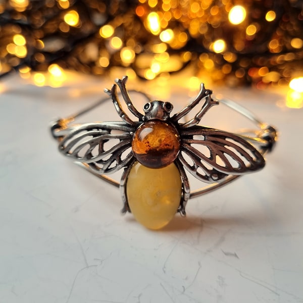 Amber Bracelet Jewelry Amber Honey Bee Bracelet Natural Baltic Amber Adjustable Bracelet Queen Bee Bracelet Bangle Cuff Bracelet For Women
