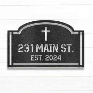 Cross Address Metal Sign: Religious Home Decor