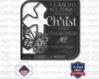 Custom Name I Can Do All Things, Metal Art/Sign, Religious Wall Home Decor, Christian Exercise, Metal Sign, Bible Verse Philippians 4:13