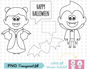Halloween digital stamp, commercial use digi stamp, halloween printable png for card making, halloween coloring graphics, halloween for kids
