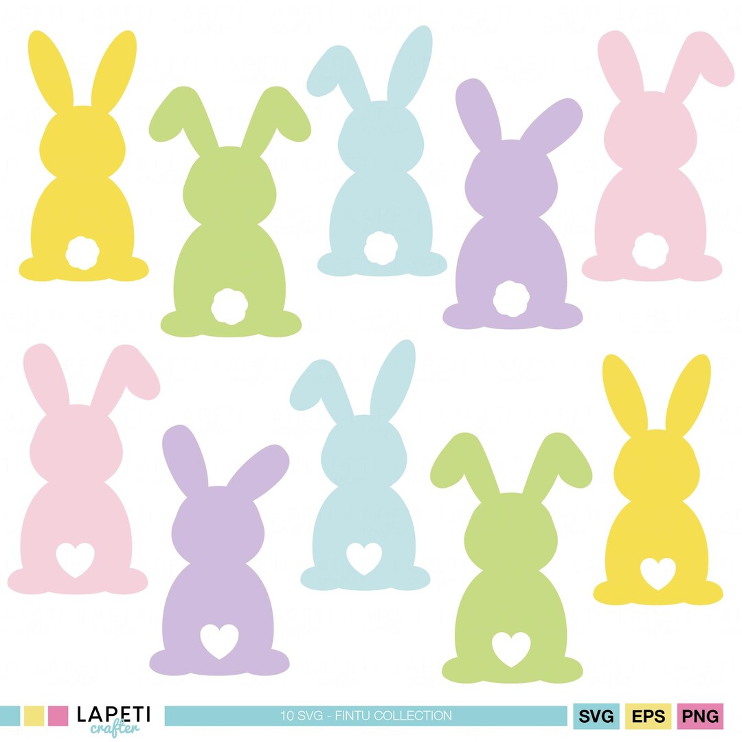 Easter Bunny Svg Bundle | Pastel Bunny Silhouettes | Cute Rabbit Cut ...