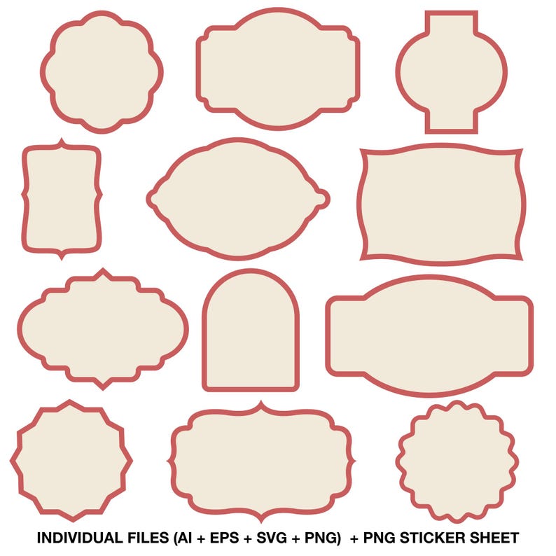 Blank Frame Sticker Templates, Label Shape Svg, Png, Ai, Eps, Printable ...