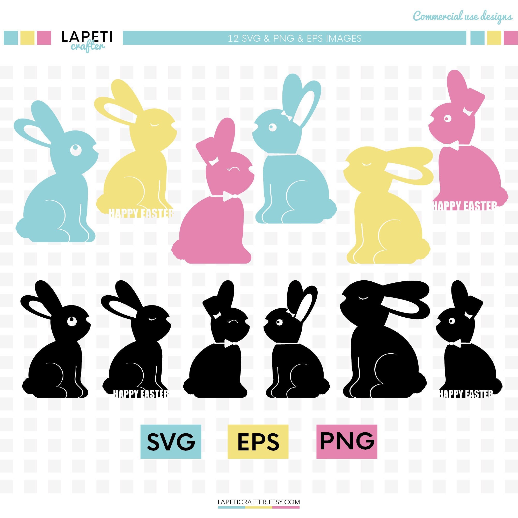 Easter bunny svg rabbit clipart happy easter clipart easter | Etsy