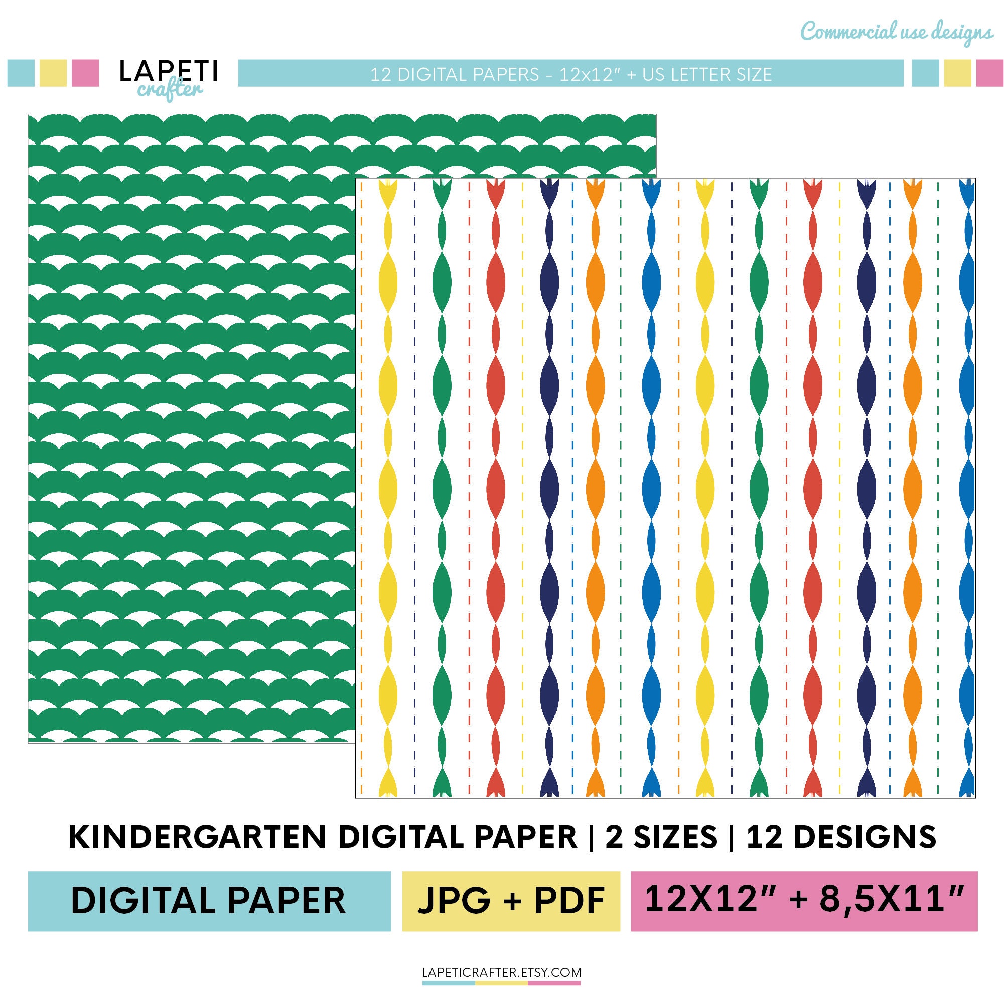 Colorful printable paper for children's parties Digital | Etsy