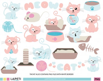 CATS clipart | 20 PNG files | Commercial License | Png for Cricut | Digital Sticker | Digital Download | DIRDUN Collection