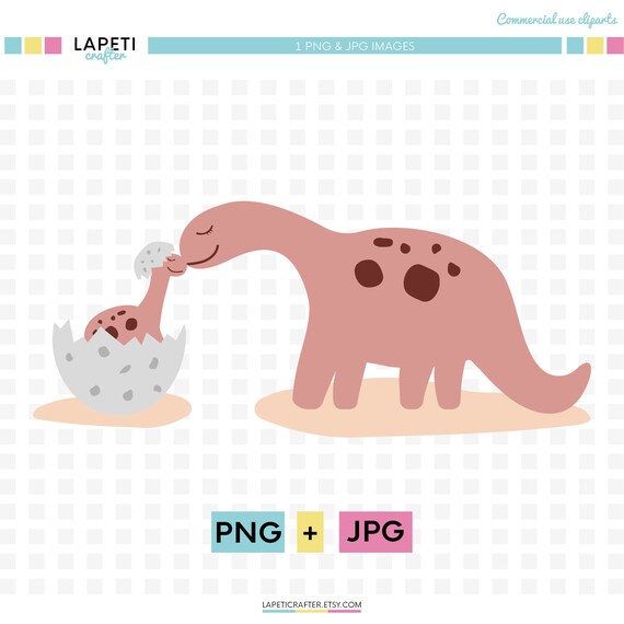Download Baby Dinosaur Clipart Mom And Baby Dinosaur Png Girl Baby Etsy