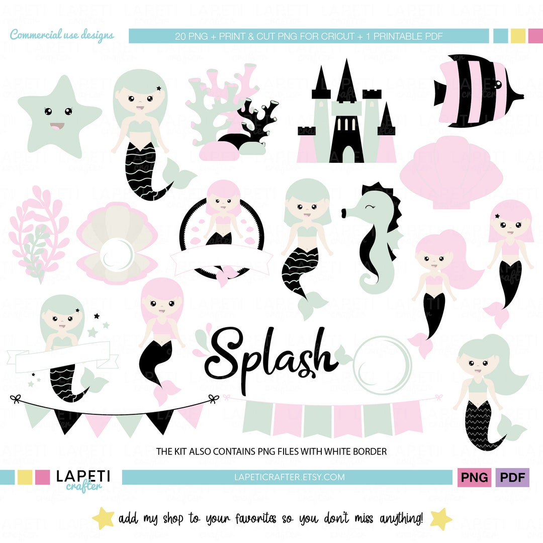 Mermaid Clipart, Mermaid PNG for Cricut and Sublimation, Mermaid Party ...