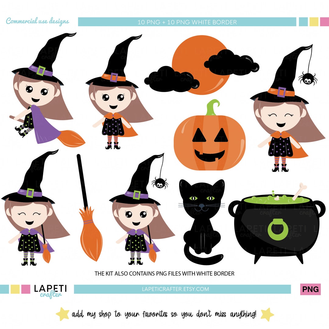 Witches Clip Art, Halloween Clipart, Commercial Use Clip Art, Halloween ...
