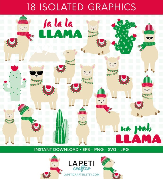Download Free Christmas Llama Clipart 18 Digital Clipart For Commercial Etsy SVG DXF Cut File