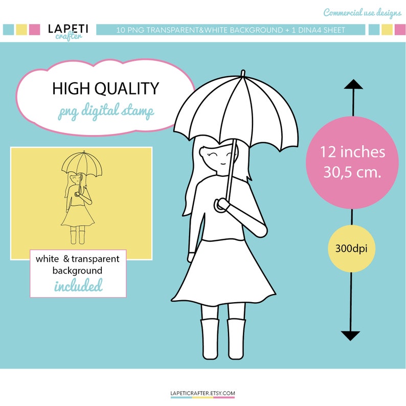 Coloring Pages With Spring Designs Digital Stamp In Png And Pdf Format Clipart Of Girl In The Rain Coloring Page Stamps Paper Party Supplies Kientructhanhdat Com