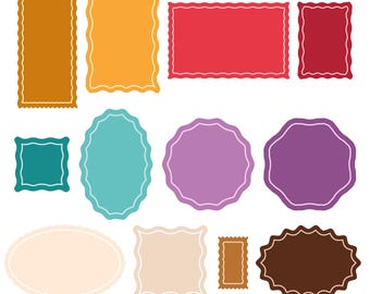 Decorative Frame SVG Bundle, Blank Label Shapes PNG for Stickers, Scrapbook Frames SVG, Digital Tags for Crafts