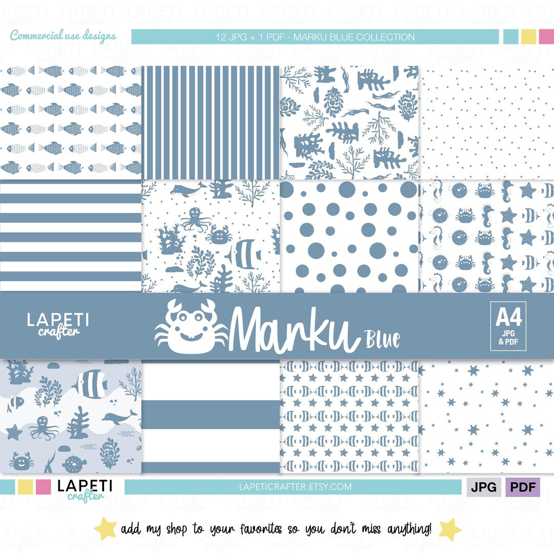 Ocean Digital Paper | Under the Sea Scrapbook Paper for Card Making ...
