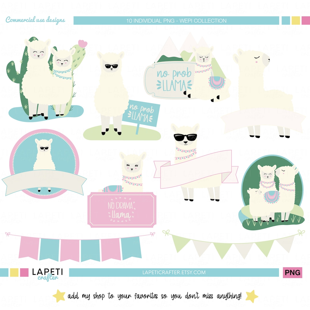Llama Clipart Png Designs for Shirts, Llama Drama Digital Stickers Png ...