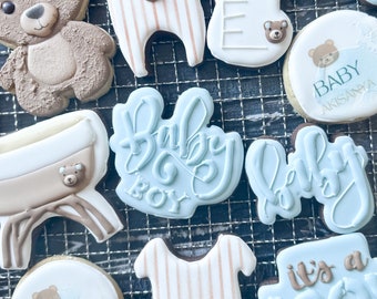 baby shower Cookies/ItsaboycooKies/itsagirlcookies/ bearly wait cookies/bear cookies /
