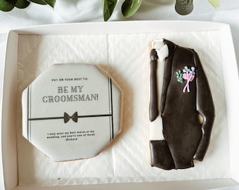 Groomsmen prospsal cookie/ will you be my groomsman gift/groomsmen cookie/bestman proposal biscuit/letter box gift/ letter box cookie
