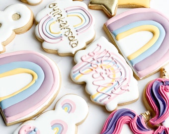 Unicorn cookies /rainbow biscuit/ personalised unicorn cookies/ rainbow/ unicorn biscuit/ custom unicorn cookie/ mystical unicorn cookie
