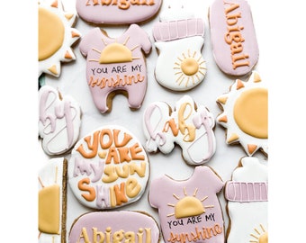 here comes the sun cookies/ baby shower cookies /you are my sunshine cookies/here come the sun cookies/baby shower cookies