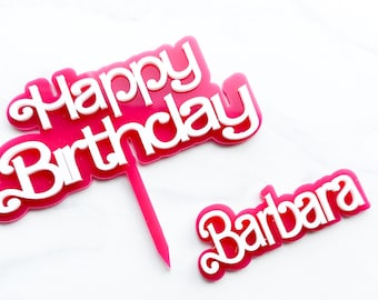 barbie cookie/barbie Doll Girl Happy Birthday Cake Topper | Birthday Cake Sign/happy birthday cake topper
