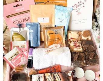 Pamper Letterbox Geschenkset - Entspannungsbehandlungen, Hautpflege, Tee, Brownies (Lieferung UK)