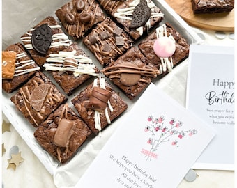 Chocolate Brownies Gift Box: Gourmet Toppings, Birthday Treat/ mother day ship 11 march