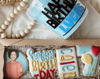 Happy birthday gift/ birthday cookies/ photo cookie/ Polaroid cookie/custom cookies,/custom birthday cookies/ Any age gift / Themed cookies