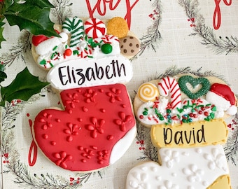 Christmas cookie/holiday gifts/Personalised Christmas stocking cookies / stocking stuffers / Christmas cookies  / stocking fillers