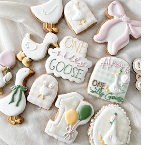 one silly goose cookie/ one silly goose cake topper