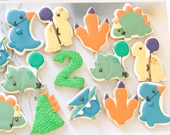 Met dinosaurus versierde suikerkoekjes: gunsten voor verjaardagsfeestjes - 1 dozijn
