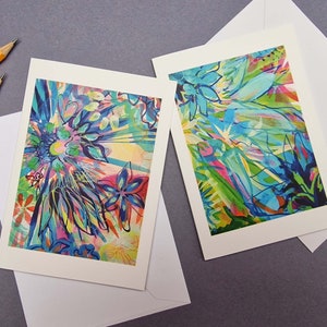 Abstract Blue Floral Cards (8-Pack) | Botanical A6 Greeting Cards by Sonya Elizabeth Art