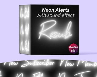 White Neon Twitch Alerts with Sound Effect: Animated Stream Overlay