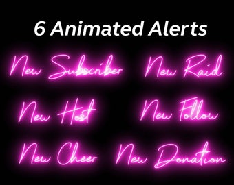 Animated Neon Twitch Alerts | Pink Stream Overlay (Webm)