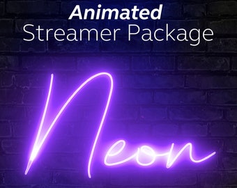 Animated Twitch Pack | Neon Purple Stream Overlay Package | Glowing Overlays, Scenes, Panels, Alerts, Labels, Webcam | Purple | Vtuber | OBS