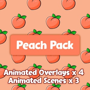 Animated Twitch Pack | Peach Stream Overlay Package | Cute Overlays & Scenes | Kawaii | Vtuber | OBS