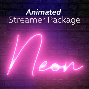 Animated Twitch Pack | Neon Pink Stream Overlay Package | Overlays, Scenes, Panels, Alerts, Labels, Webcam | Girl Gamer | Vtuber | OBS