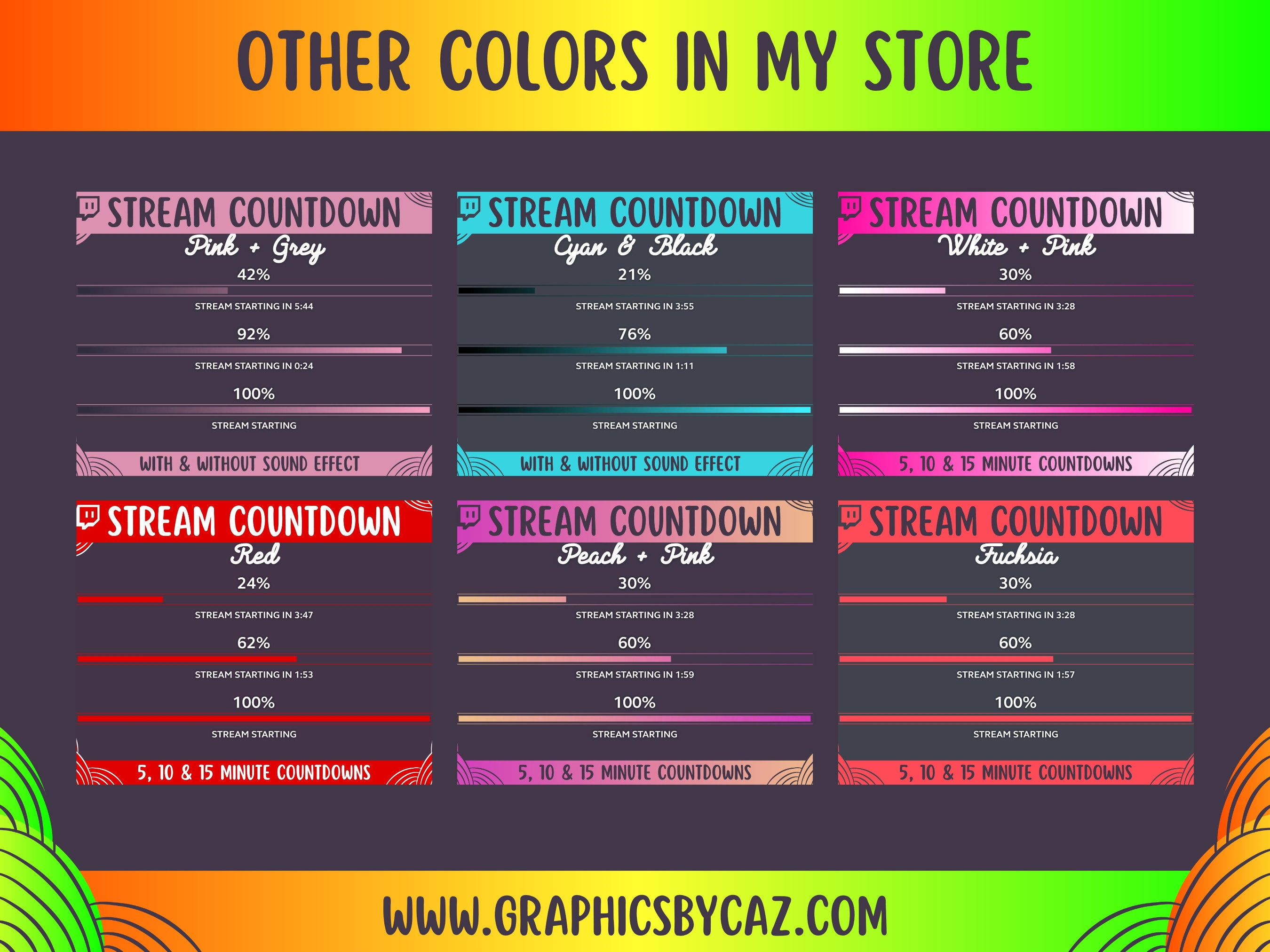 Stream Countdown Timer | Red Yellow Green Gradient Twitch Streamer ...
