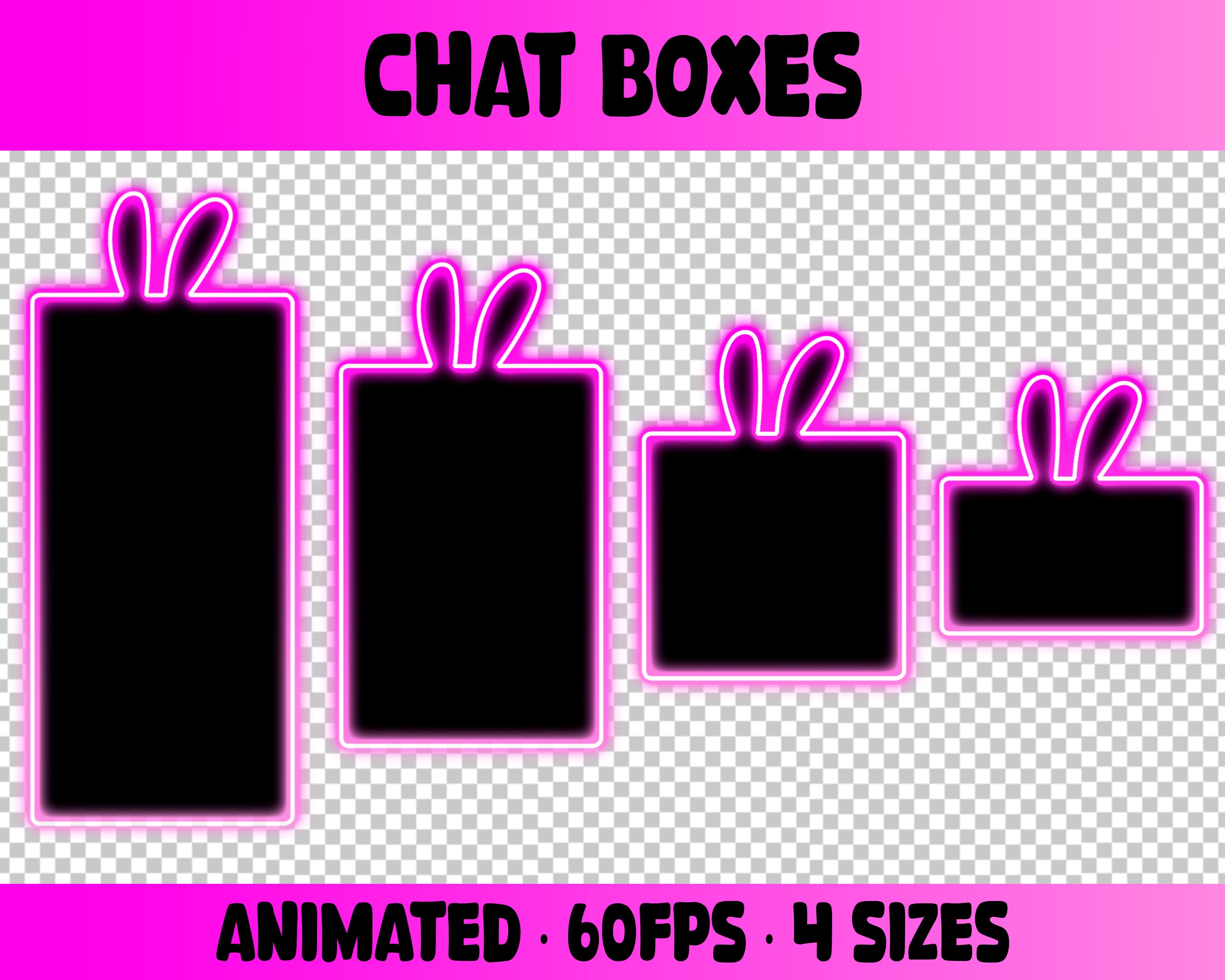 Neon Bunny Chat Boxes | Animated Pink Chat Overlays for Streamers ...