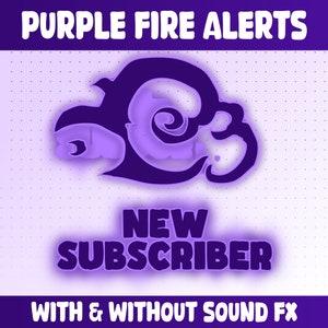 Peut inclure: Graphique d'alerte au feu violet avec un motif de nuage violet et le texte "NEW SUBSCRIBER" avec les mots "WITH & WITHOUT SOUND FX" en dessous.