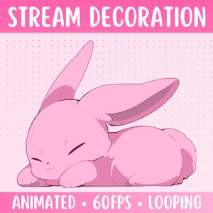 Animated Sleeping Bunny | Sleepy Pink Rabbit Stream Decoration | Streamer Pet