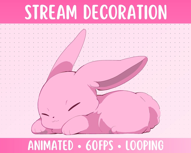 Loopin Rabit Animated Sleeping Bunny | Sleepy Pink Rabbit Stream Decoration ...
