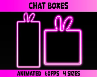 Neon Bunny Chat Boxes | Animated Pink Chat Overlays for Streamers & Twitch