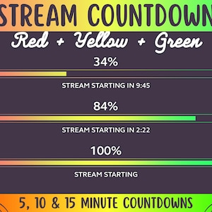 Stream Countdown Timer | Red Yellow Green Gradient Twitch Streamer Starting Countdown